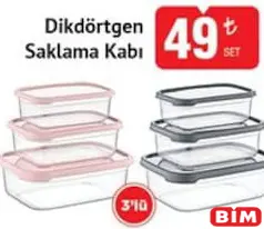 DİKDÖRTGEN SAKLAMA KABI 3'LÜ